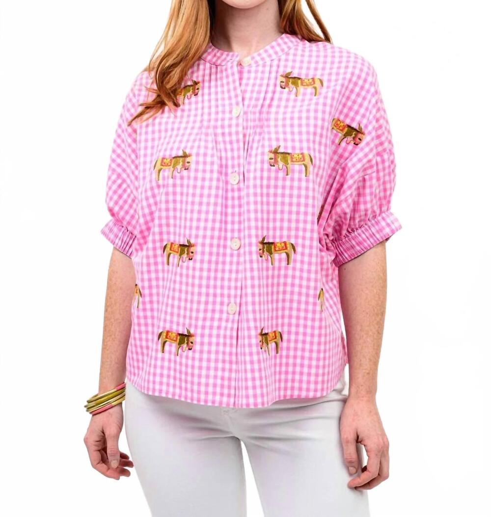 NEW IVY JANE donkey top in pink check